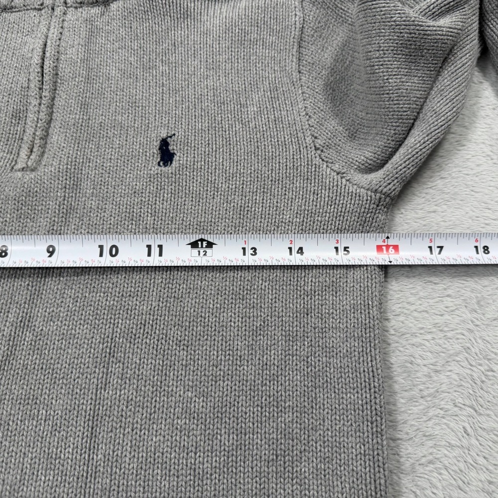 Polo Ralph Lauren Quarter Zip Sweater Boys M 10-12 Gray Cotton Ribbed  Preppy - Picture 6 of 7